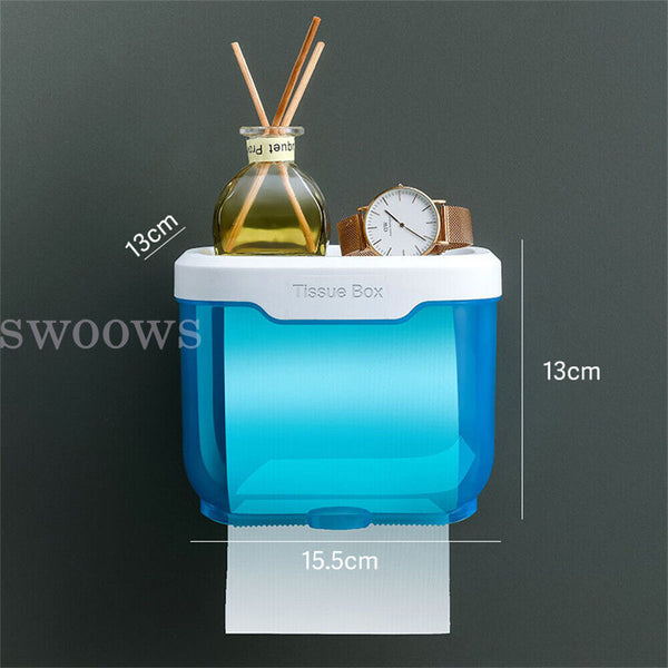 Toilet Paper Holder Waterproof Wall Mount Roll Paper Dispenser Tissue Box Shelf