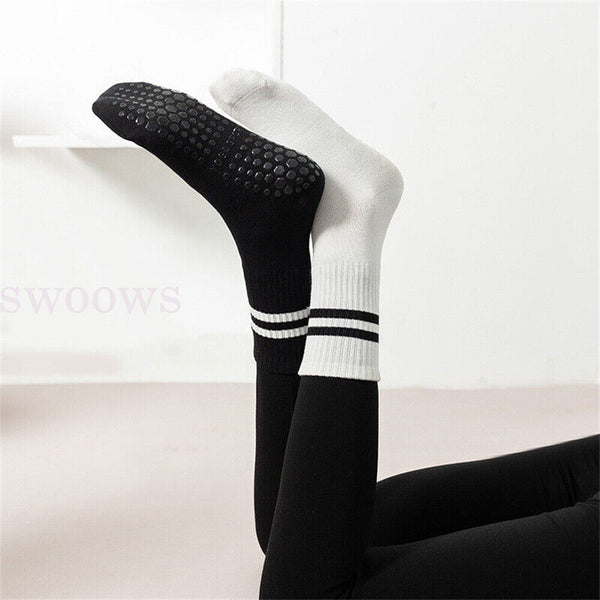 1/3Pair Yoga Socks Non-Slip Grips Anti-Skid Pilates Barre Dance Cushioned Sock