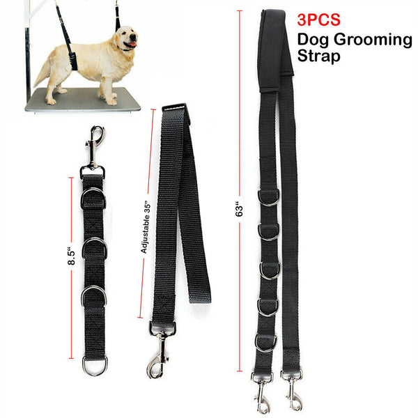 3Pcs Dog Grooming Harness Strap Pet Noose Adjustable Lead Safety Belt