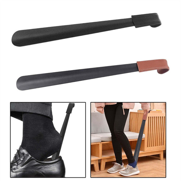 42cm Shoe Horn Long Leather Metal Handle Shoehorn Stainless Steel Lifter Tool AU