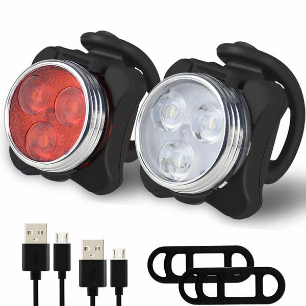 Rechargeable Bike Light Set LED Bicycle Lights Waterproof Headlight Front Rear