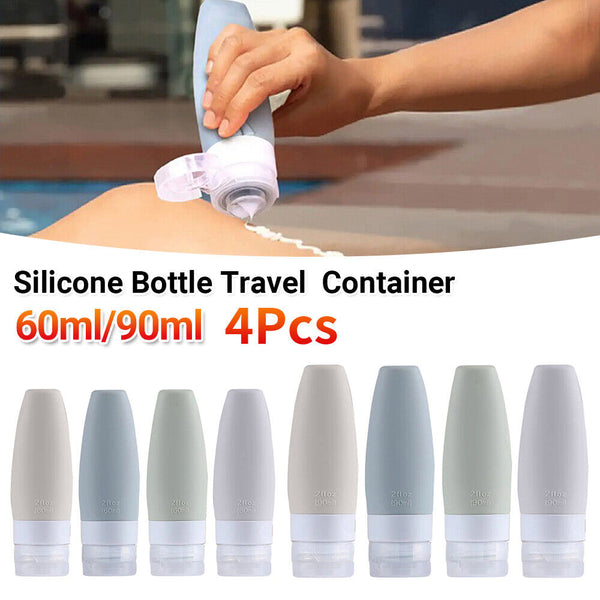 4PCS Cosmetic Container Dispenser Silicone Empty Bottle Travel Shampoo Lotion