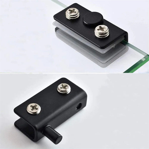 1 Pair Glass,Door Hinges Stainless-Steel Cabinet Pivot Hinge Clip No Drilling AU