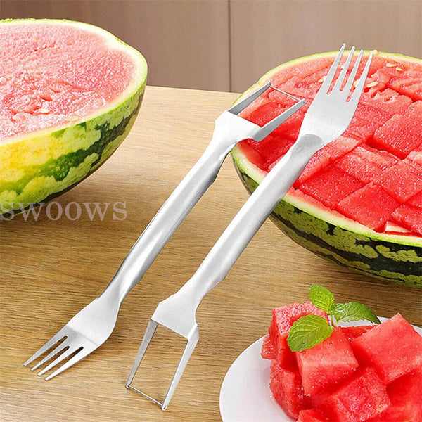 Watermelon Slicer Cutter, 2-in-1 Fork Stainless Steel Fruit Cutting Artifact