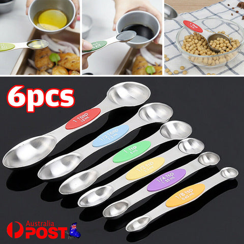 6Pcs Measuring Spoon Double Sided Baking Utensil Teaspoon  Magnetic Measure