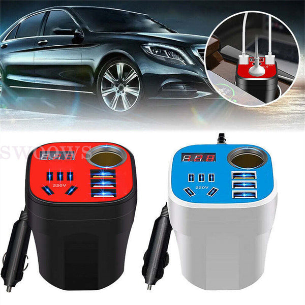 Car Mounted Cup Type Inverter Converter QC Charger, Car Power Converter 12V/24V