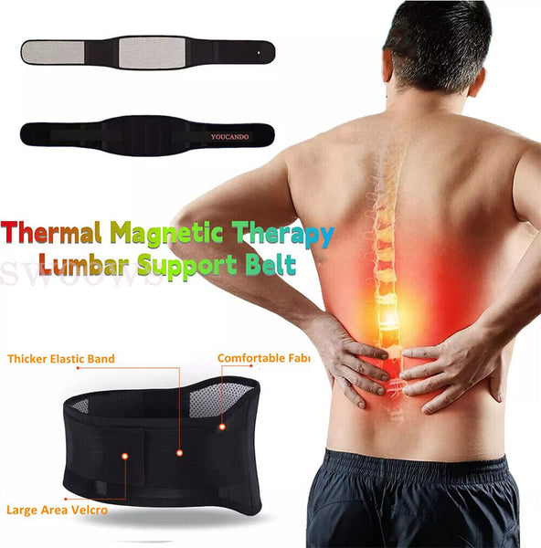 Self Heating Magnetic Back Support Lumbar Lower Waist Brace Belt Pain Relief AU