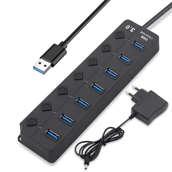 Multi USB 3.0 2.0 Hub 4 Port High Speed Slim Compact Expansion Smart Splitter Au