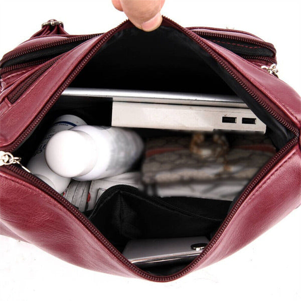 Women’s Multi Pocket Cross Body Ladies Shoulder Bag Messenger Leather Handbag