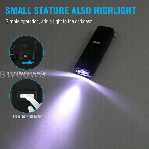 Mini USB Keychain Stun Tool Rechargeable LED Flashlight Self Protect Arc Tool