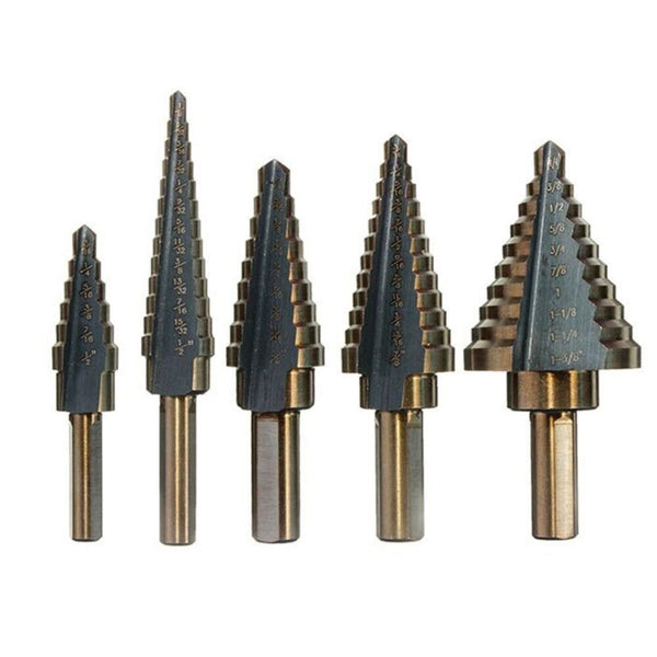 Titanium Plating 5/6Pcs Step Drill Bit Set High-Speed Reaming Pagoda Sawtooth AU