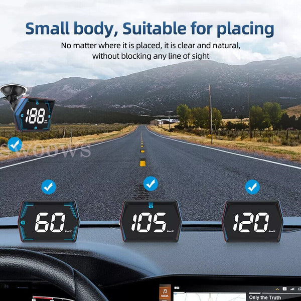 Universal Digital GPS Speedometer Car HUD Head Up Display MPH/KM Overspeed Alarm