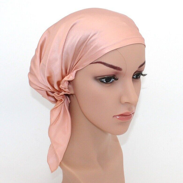 Pure Mulberry Silk Adjustable Night Cap Soft Sleeping Cap Hair Care Wrap Bonnet