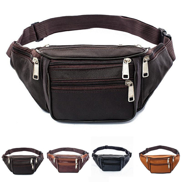 1/2x Bum Bag Leather Fanny Pack Festival Money Pouch Travel Waist Belt Wallet