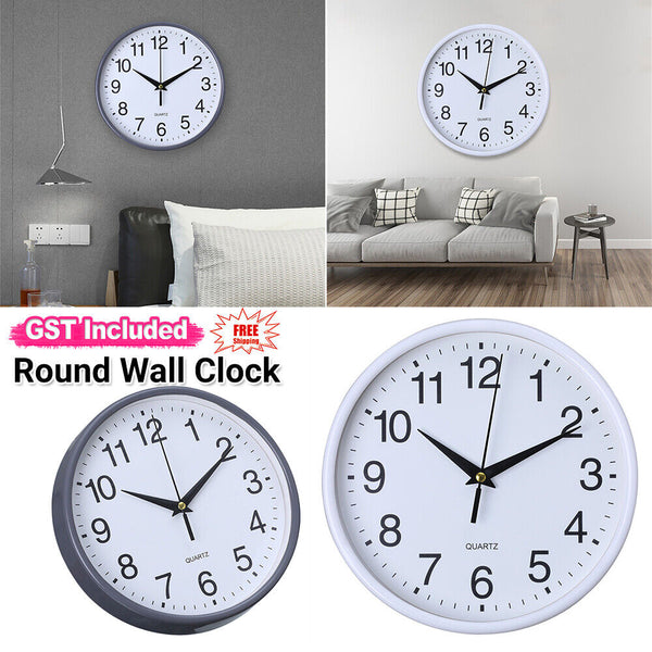 Wall Clock Quartz Round Square Wall Clock Silent Non-Ticking Battery Operated AU