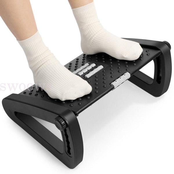 Height Angle Adjustable Foot Rest Stool Office Computer Desk Footrest Comfort