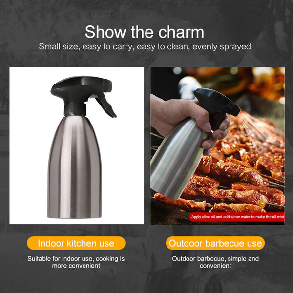 BBQ Dispenser Stainless Steel Sprayer Kitchen Olive Oil Cooking Spray Bottle 2X