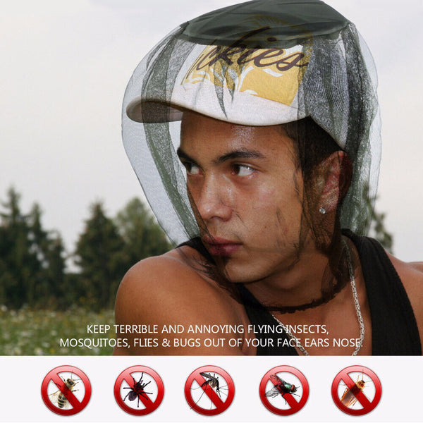 1-12X Fly Mosquito Head Net Hat Protector Farm Picking Fishing Gardening Camping