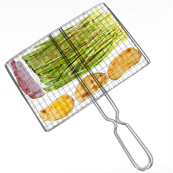 1/2x BBQ Fish Grilling Basket Grill Camping Net Meat Vegetable Kitchen Tool AU