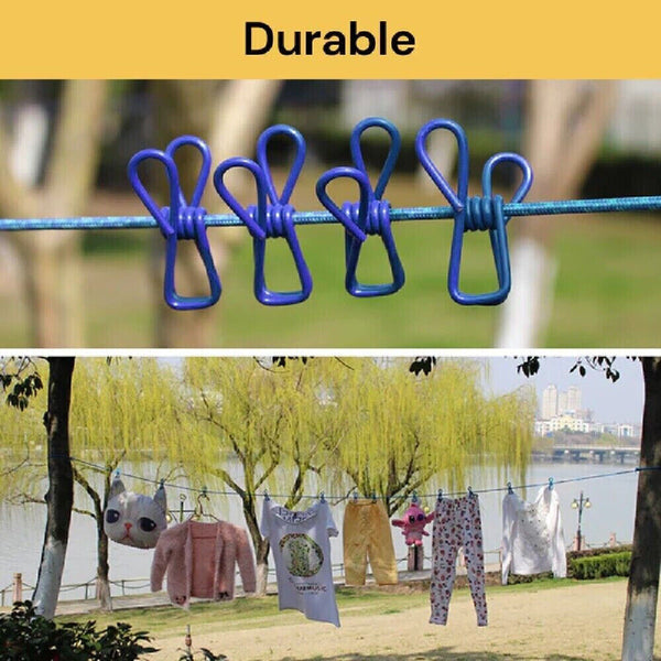 12 Clips Camping Rope Peg Washing Clothes Line Travel clothesline Portable AUS