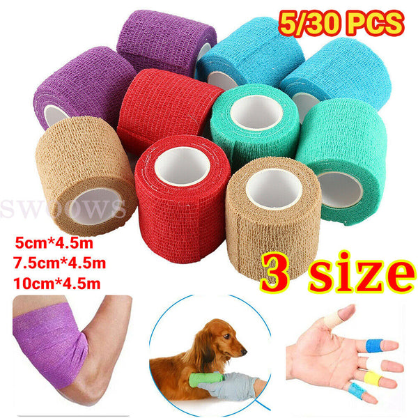 5-30PCS Cohesive Bandage Self-Adhesive Wrap tape - Sports Health Pet Vet Care