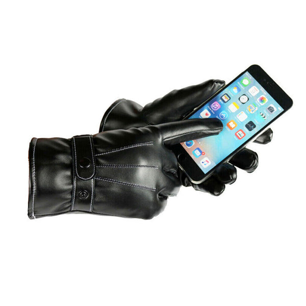 Leather Gloves Motorcycle Men Full Finger Touch Screen Driving Winter Warm New