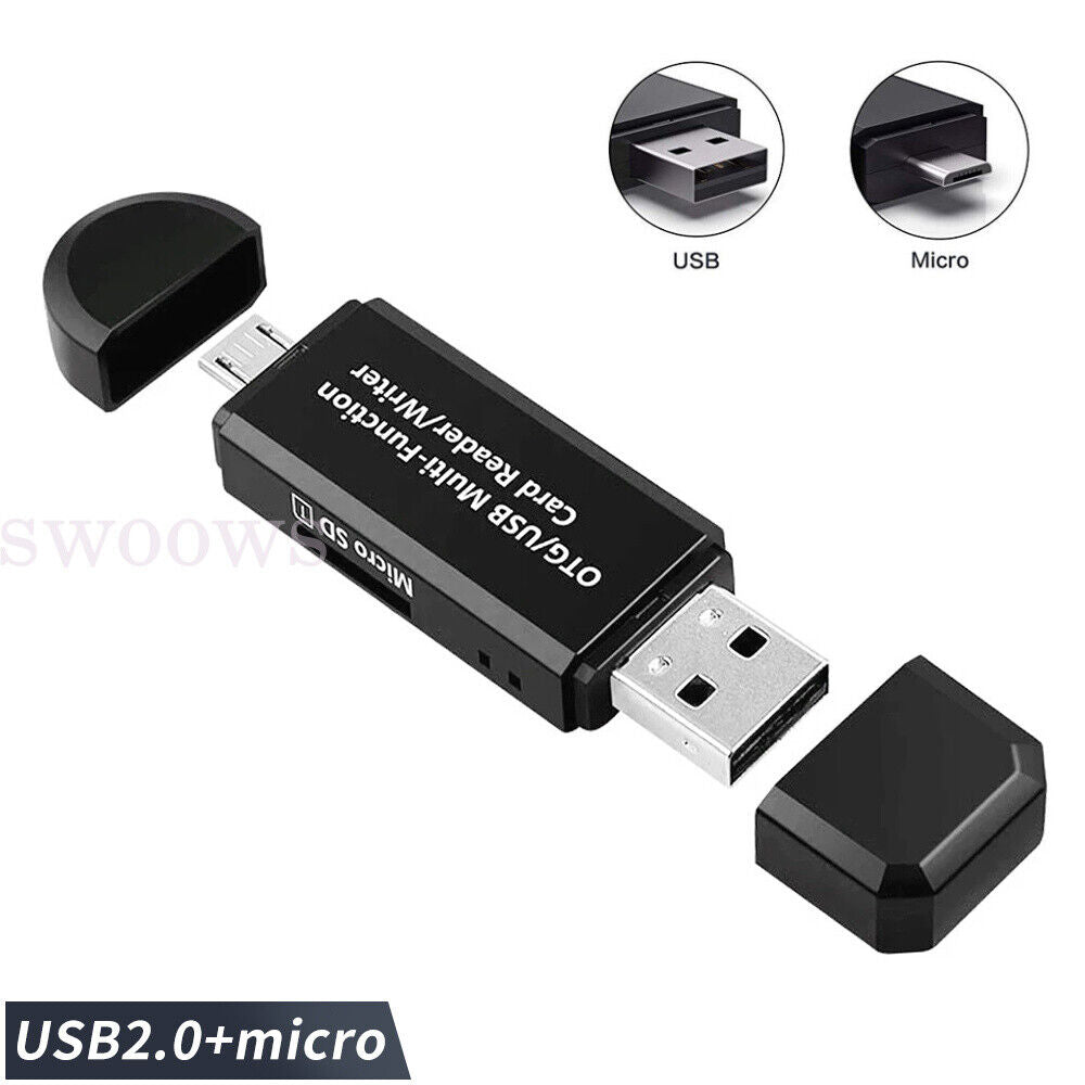 Micro USB OTG to USB 2.0 Adapter SD TF Micro Card Reader For PC Mobile Phone AU