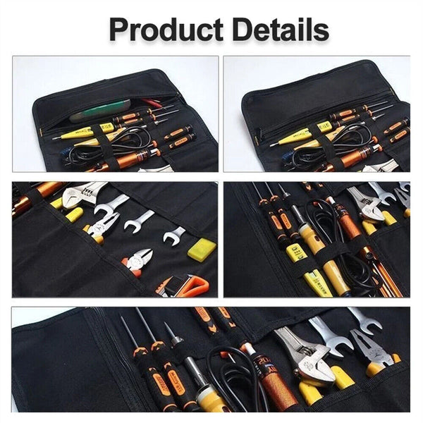 22 Pocket Tool Roll Fold Spanner Canvas Case Wrench Storage Bag Multifunctional