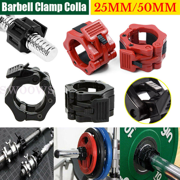 2PC 25/50mm Barbell Bar Clamp Spring Collar Clips Gym Weight Dumbbell Lock Lift