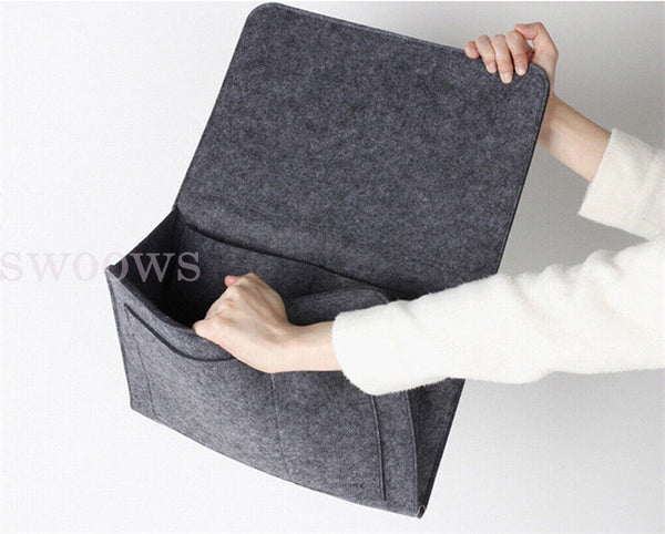 Pocket Bedside Caddy Felt Bed Storage Organizer Hanging Bag Holder Book For Home