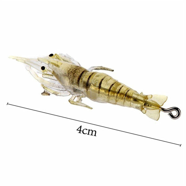 20Pcs Soft Plastic Bass Yabbie Prawn Shrimp Fishing Lure Jig Heads Bream Natural