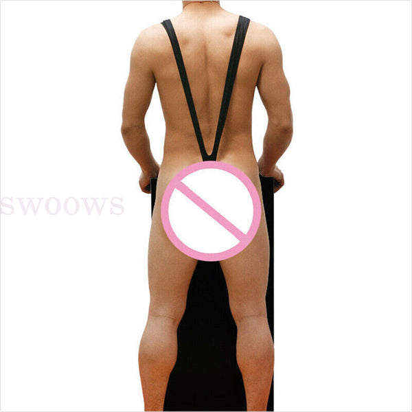 Leopard Skin Mesh Man Sexy Borat Mankini Thong Bodysuit Costume Swimsuit