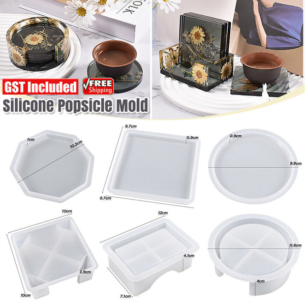 Silicone Coaster Mat Storage Holder Set Resin Casting Mold Epoxy Mould Craft DIY