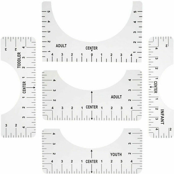 5PCS T-Shirt Alignment Ruler Craft Ruler With Guide For Drawing Template Tool AU