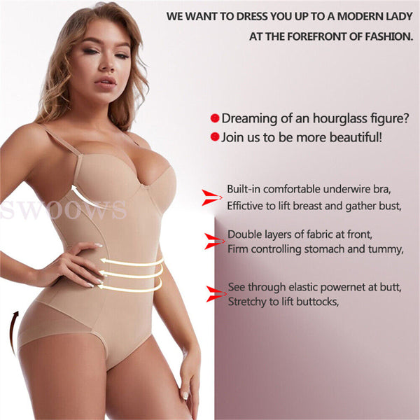 Ladies Full Body Shaper Slimming Shapewear Firm Tummy Control Underwear Bodysuit