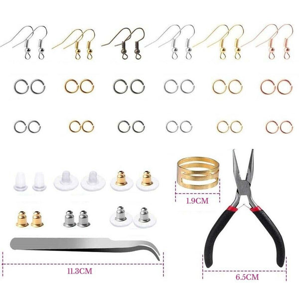 2500Pcs DIY Earring Making Supplies Kit with Earring Hooks Jump Rings Pliers AU