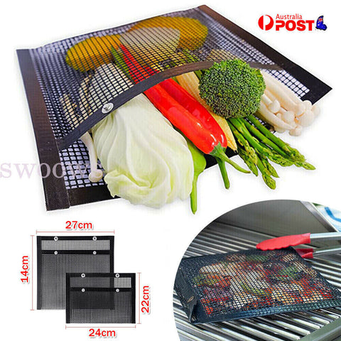 2pcs Barbecue BBQ Grill Reusable Outdoor Picnic Baking Net Bag Non-Stick Mesh