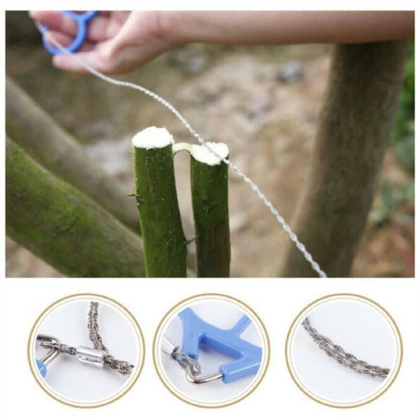 1/2x Outdoor Stainless Steel Chain Wire Saw Emergency Camping Hiking Survival
