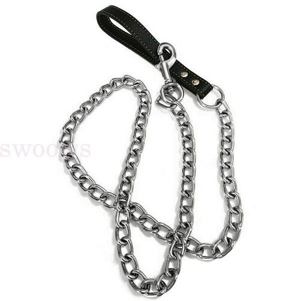 Metal Chain Dog Lead With Handle Long Strong Control Leash 0.2*120cm Heavy Duty