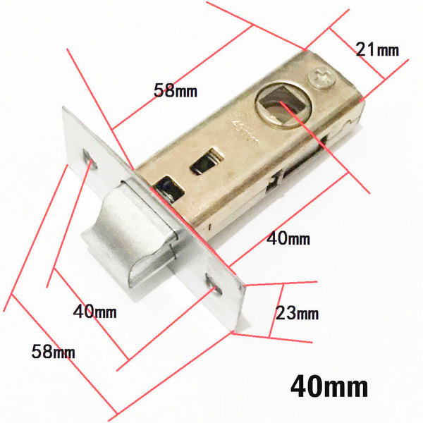 30-45mm Flat Fork Mortice Door Tubular Latch Internal Bolt Facility Sprung Catch