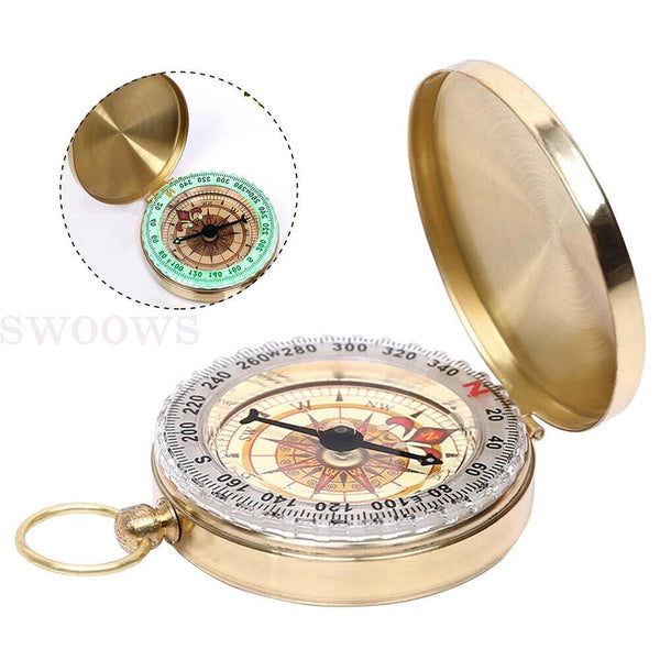 Portable Classic Brass Survival Pocket Camping Compass Outdoor Hiking Watch Map