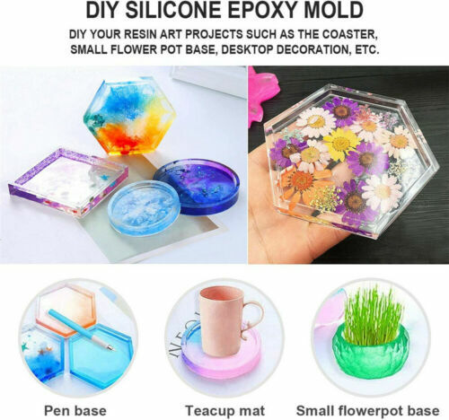 Coaster Resin Casting Mold Silicone Jewelry Agate Making DIY Mould Tool Craft AU