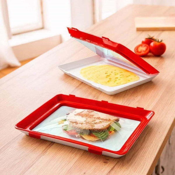 Food Preservation Tray Reusable Plastic Food Fresh Storage Container Plate Cover