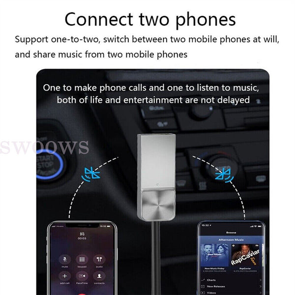 New Car Wireless Bluetooth 5.1 Receiver Dongle AUX 3.5mm Music Adapter Cable