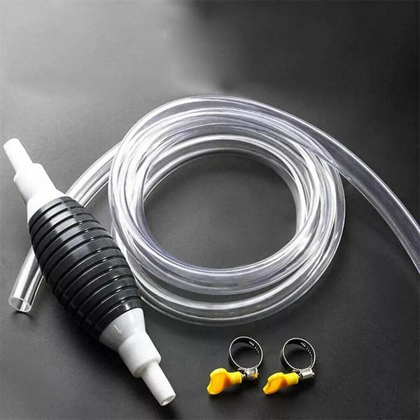 Car Manual Hand Water Oil Liquid Petrol Fuel Transfer Pump Siphon-Pipe Hose tool