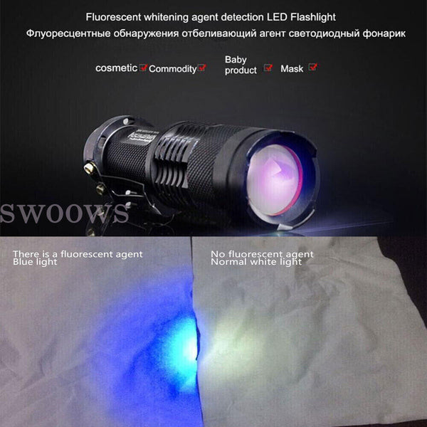 UV Ultra Violet LED Flashlight Blacklight Light 365 nM 395 Inspection Lamp Torch