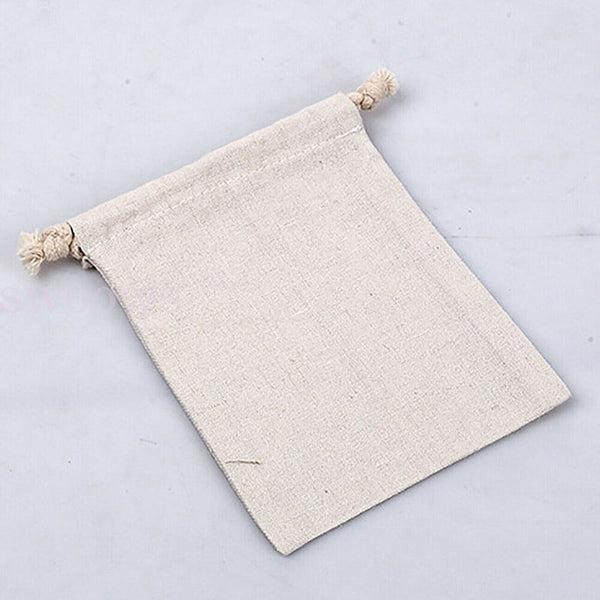 10-100X  Drawstring Storage Bags Calico Bags Natural Linen Tote Gift Bag Bulk