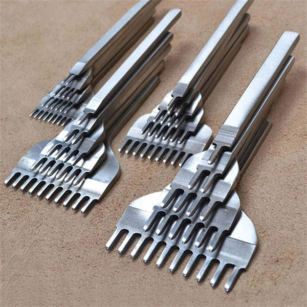 4Pcs/Set Craft Tool 1/2/4/6Prong Punches Stitching Chisel Hole Leather Punch