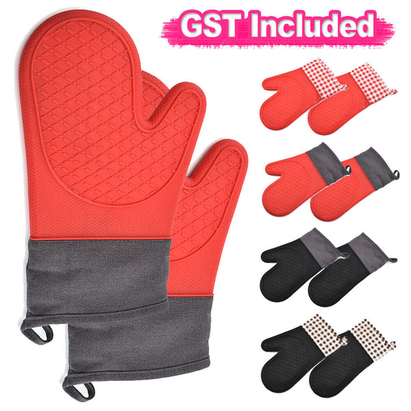 Silicone Oven Kitchen Glove Heat Resistant Mitt Non-Slip Baking Glove Long NEW