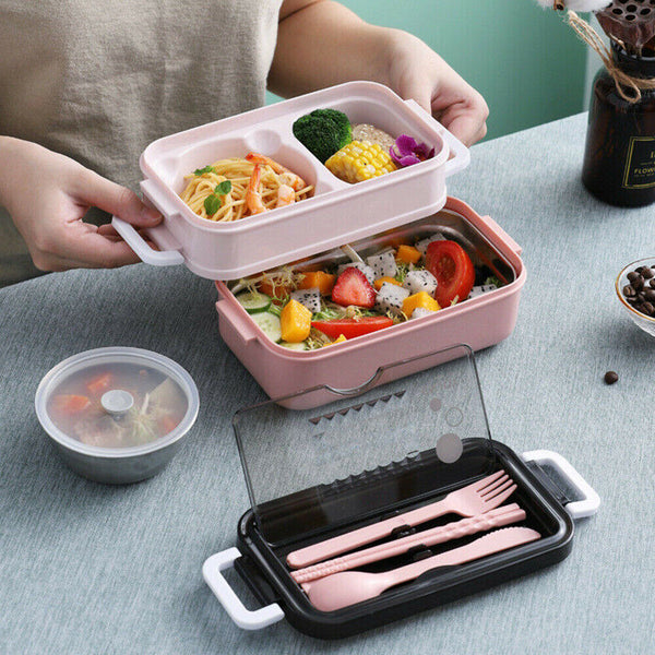 Bento Box Lunch Containers Food Microwave Stainless Portable Dinnerware AU